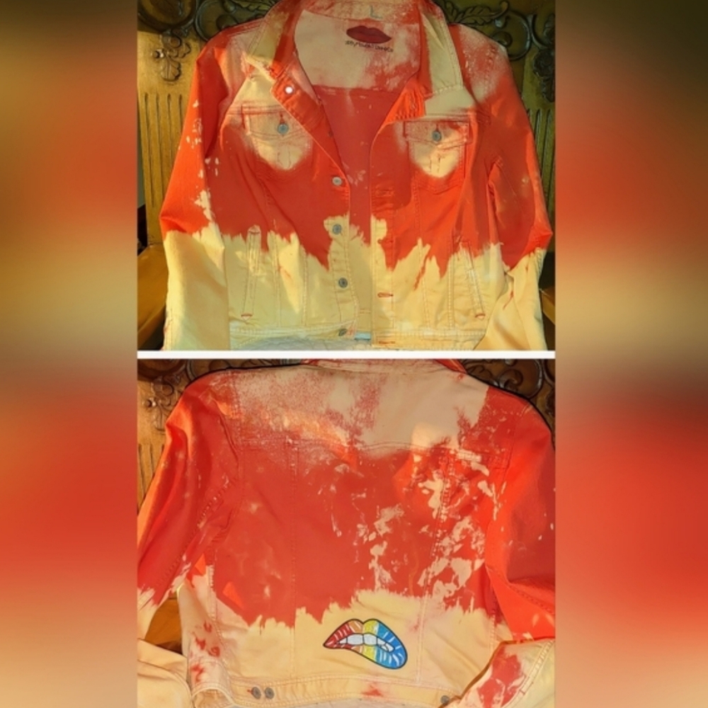 🎨 Festival Wear! Upcycled Denim Jacket, Hand‑Dyed, Potty Mouth Shirt Co., Large